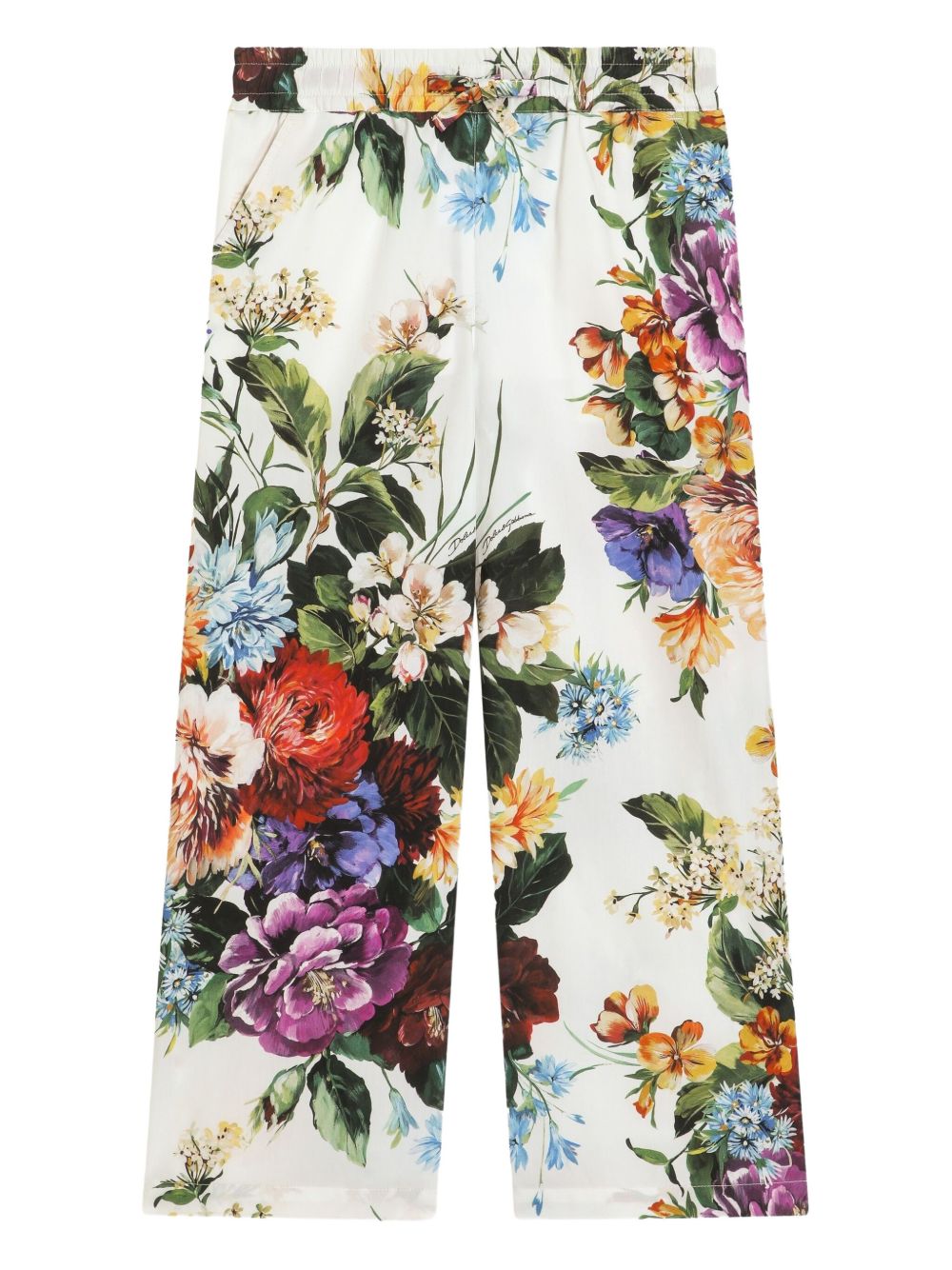 Dolce & Gabbana Kids floral-print cotton trousers - White