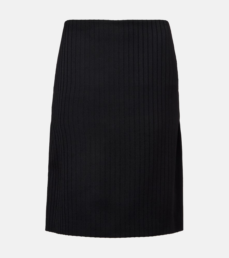 Ribbed-knit wool miniskirt