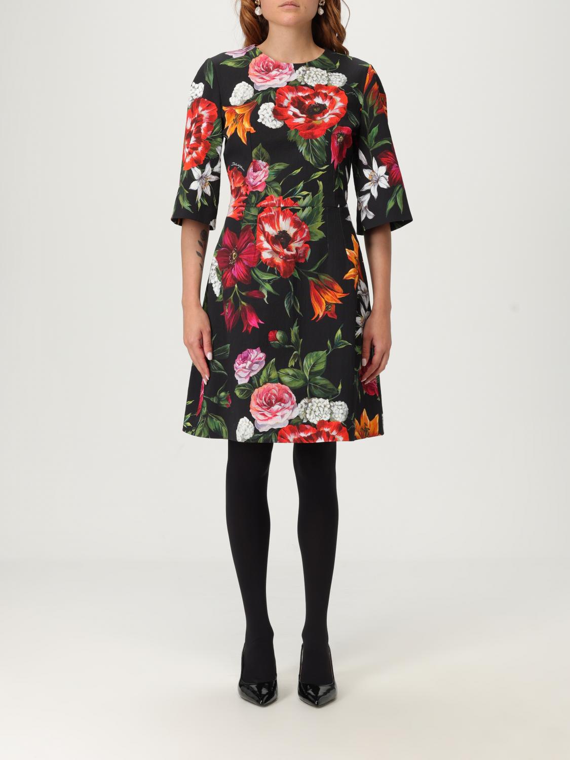 Floral-print mini dress - Black