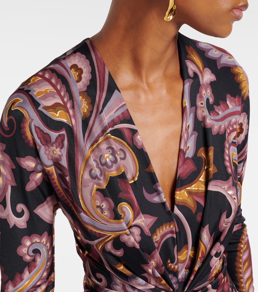 Paisley gathered midi dress