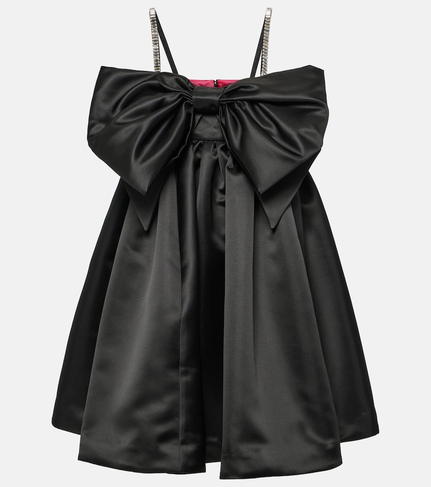 Bow-detail satin minidress