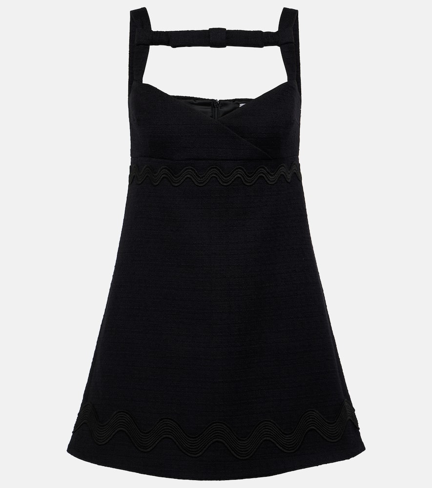 Bow-detail cotton-blend tweed minidress
