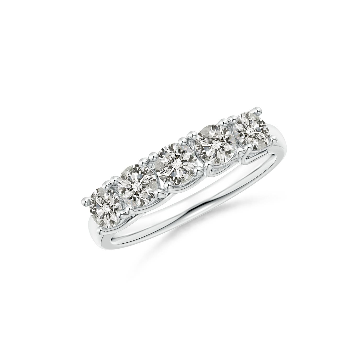 Angara 1.0 Carat Half Eternity Five Stone Diamond Wedding Band in 18K White Gold