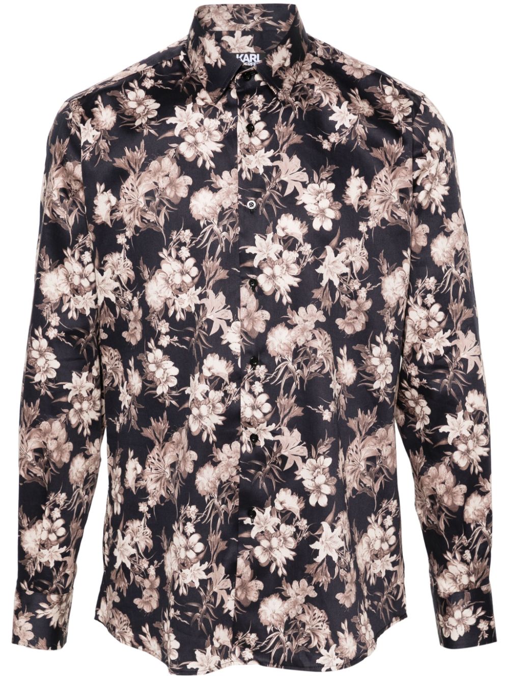 Floral-print shirt - Black