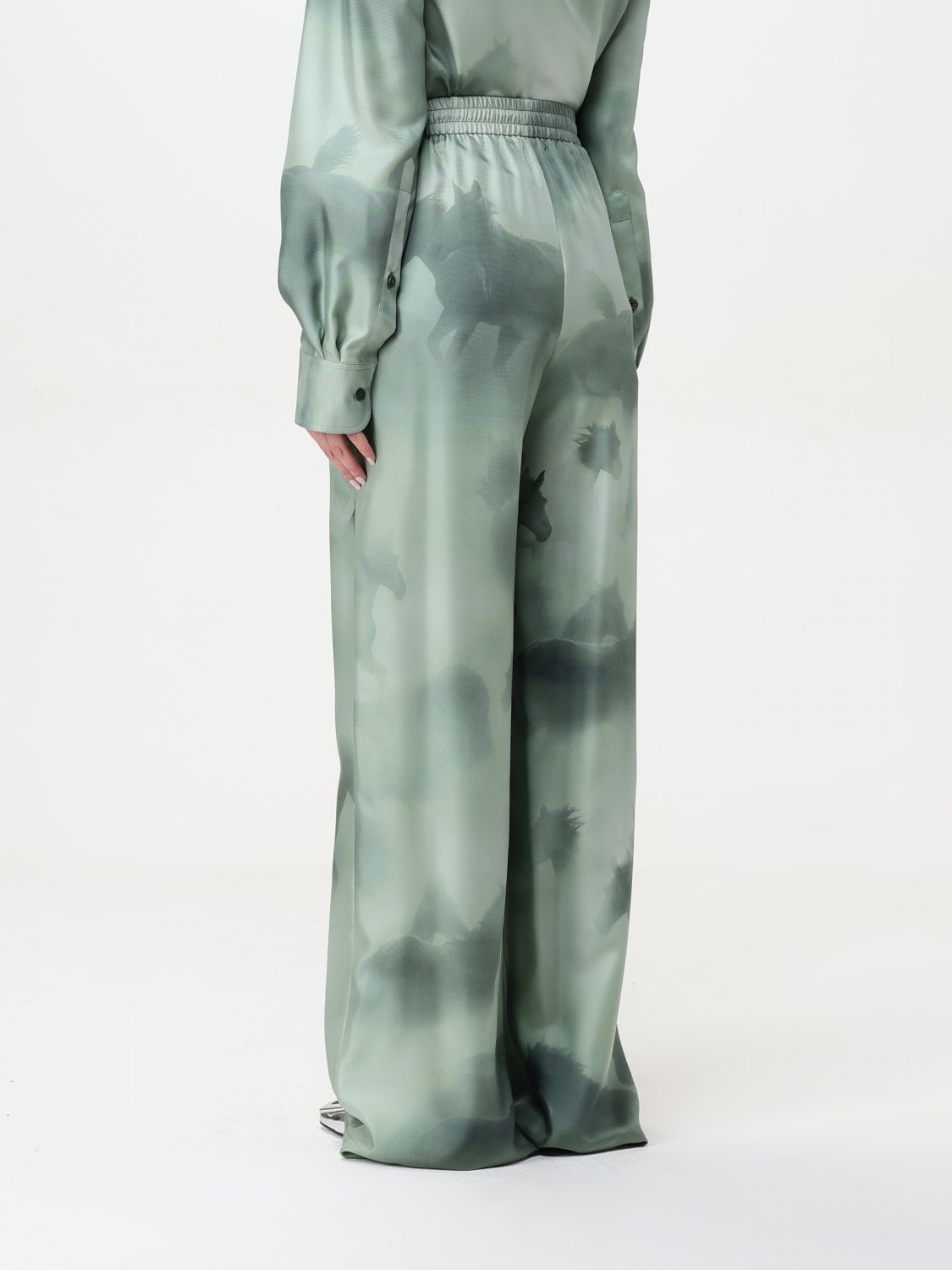 Horse-print palazzo trousers - Green