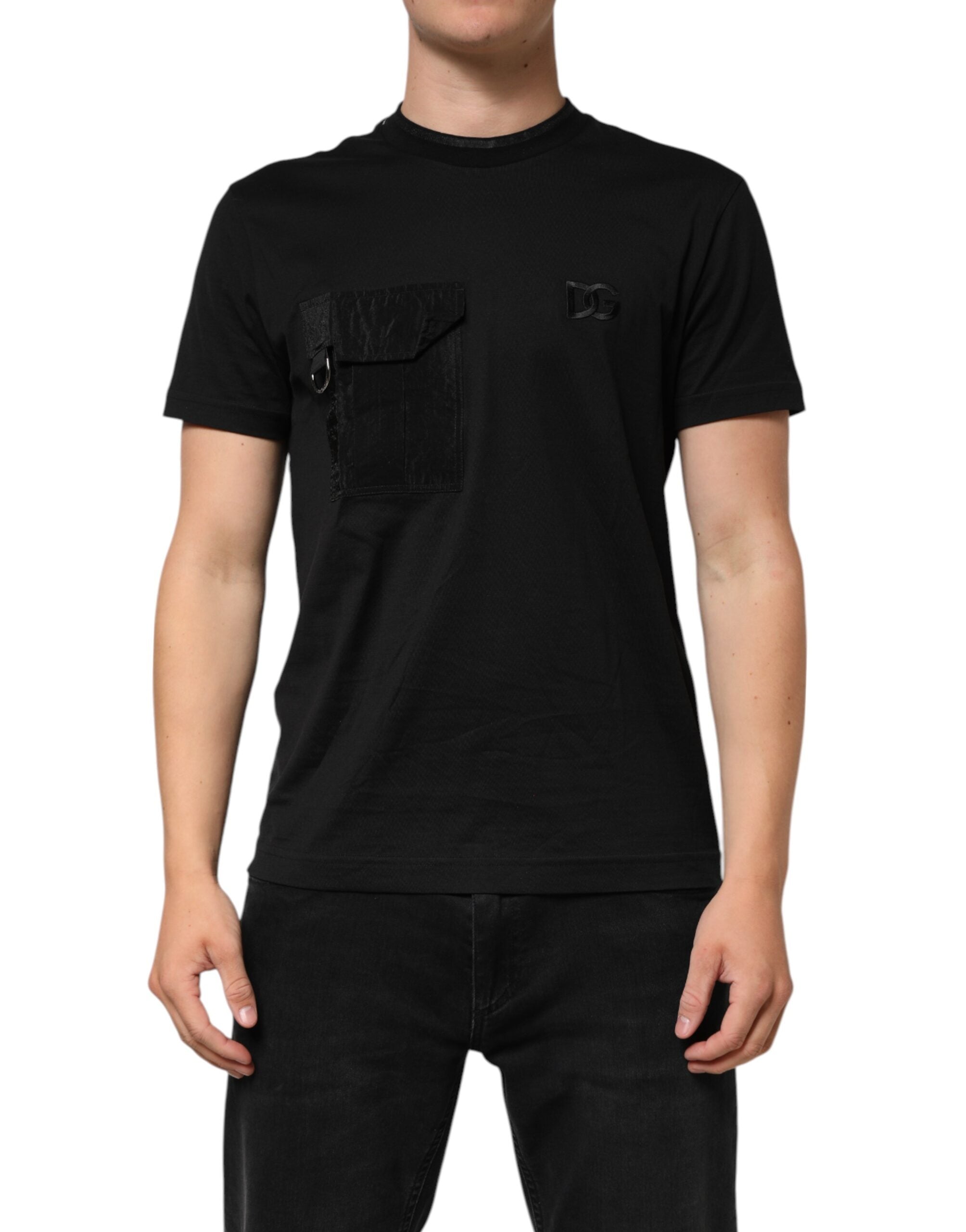 Embroidered DG Logo Pocket T-Shirt — Black