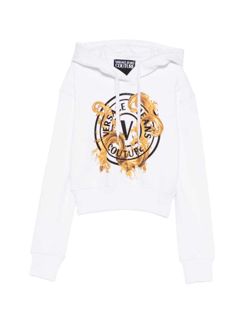 White Graphic Logo Detail Hoodie
