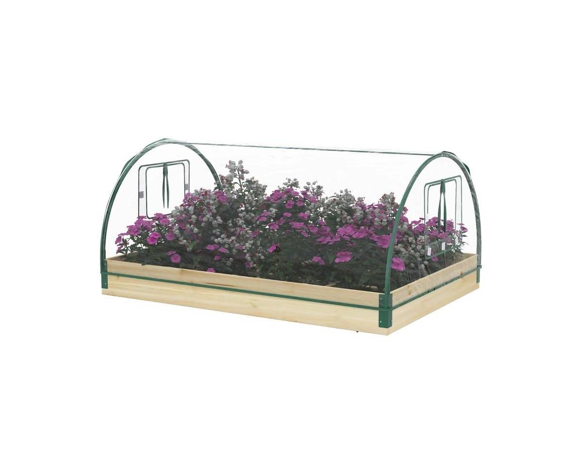 Mini Raised Garden Bed Planter Box with Greenhouse Combo for Efficient Gardening - Natural
