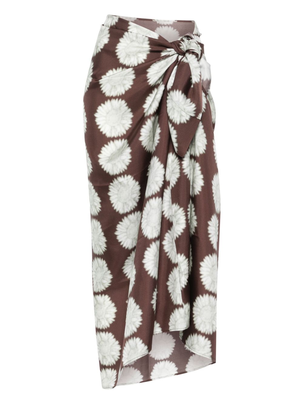 Sunflower-print sarong - Brown