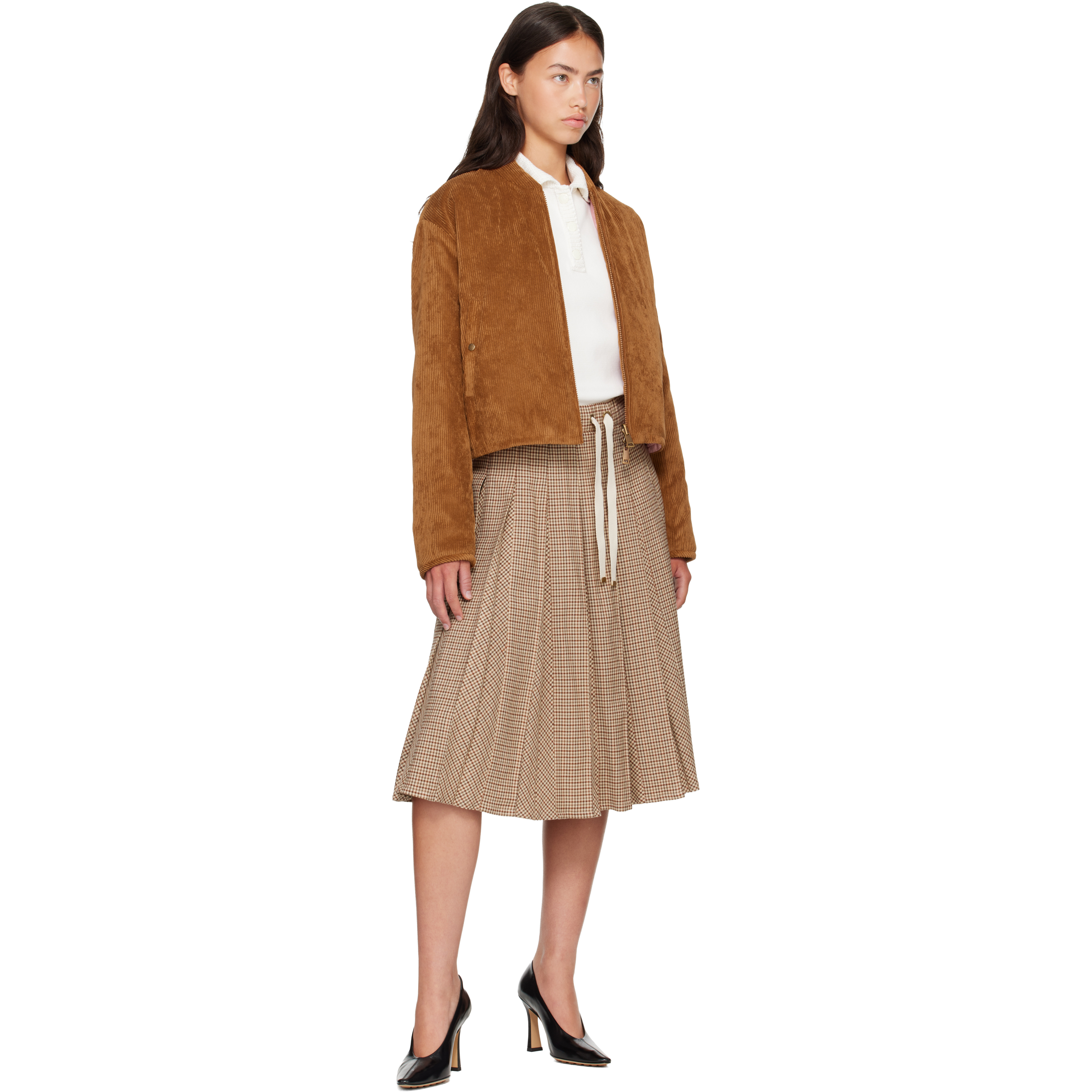 Tan & Pink Blageon Corduroy Reversible Down Jacket