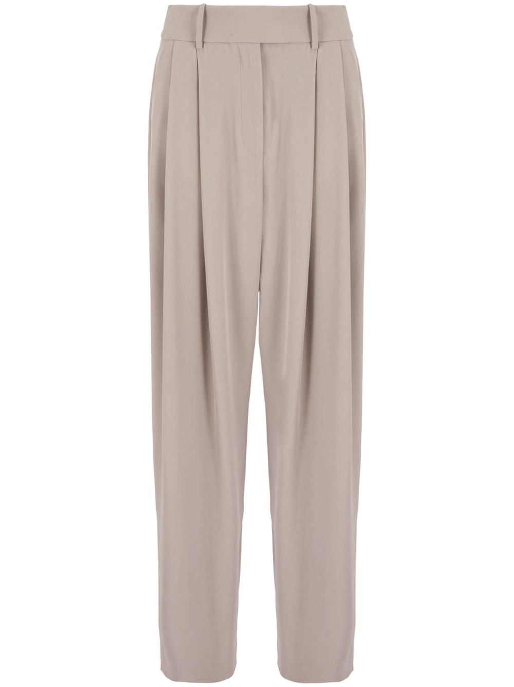 Silk-georgette tailored trousers - Neutrals