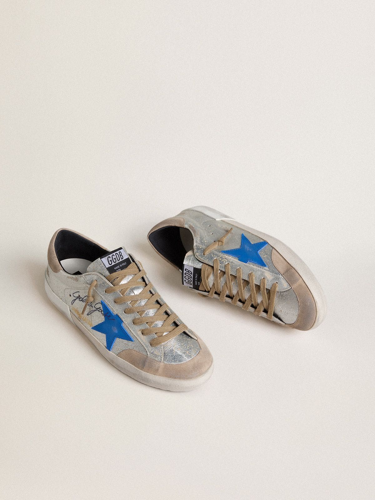 Golden Goose - Men's Super-star Ltd In Silver Metallic Suede With Leather Star And Suede Heel Tab, Man
