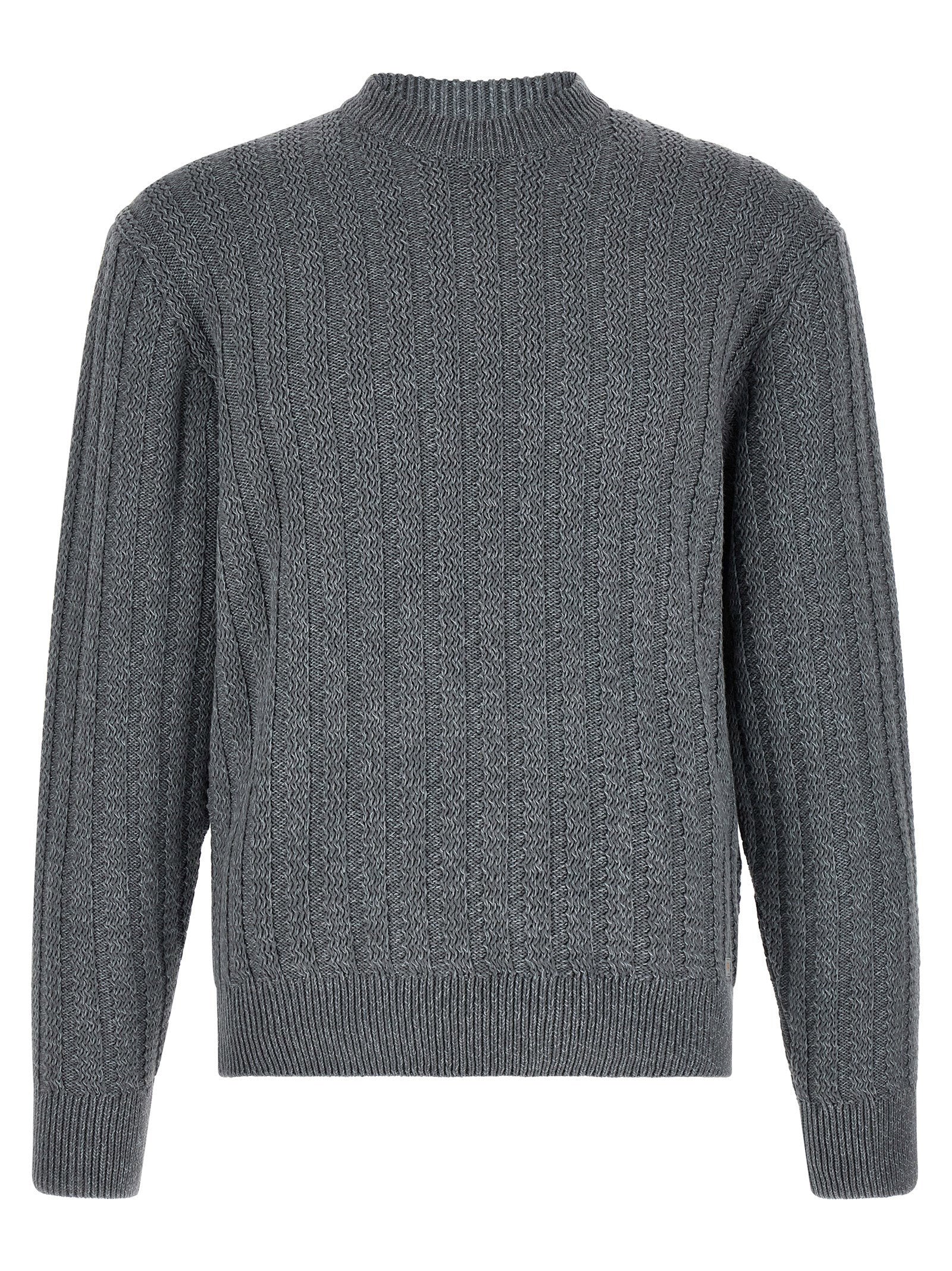Textured Vertical Knit Sweater — gray