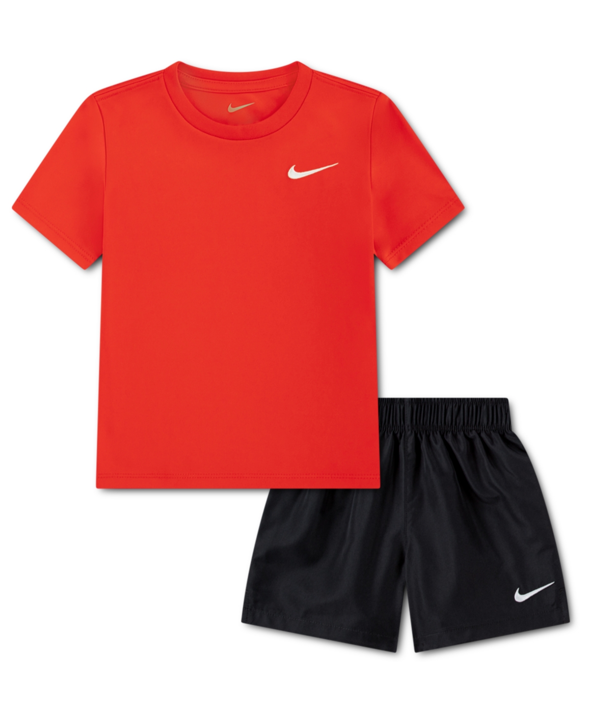Boys' Toddler 2T-4T Dri-fit Crewneck T-Shirt and Woven Shorts, 2-Piece Set - Smoke Gray, Red