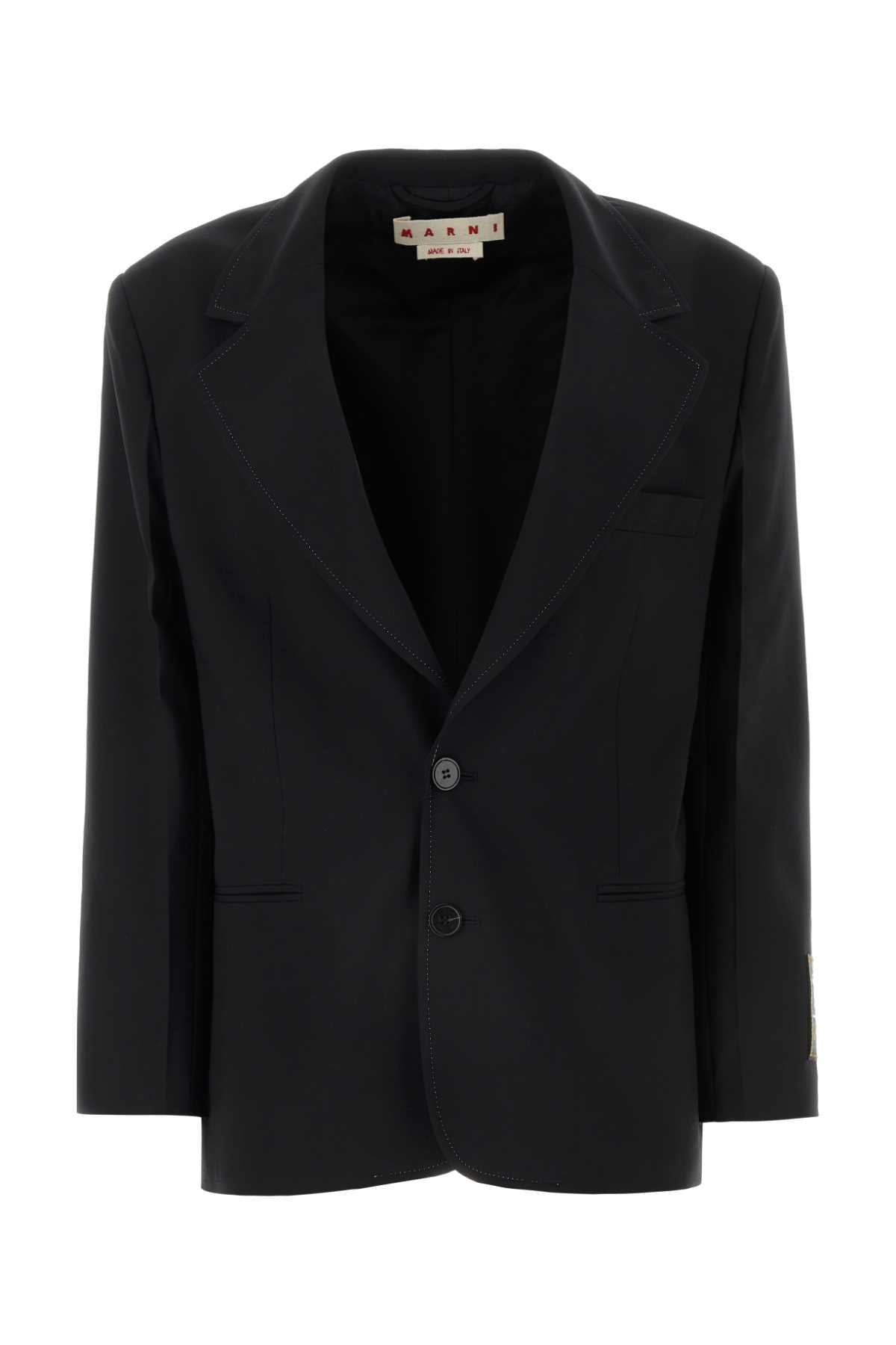 Virgin Wool Blend Blazer — Black