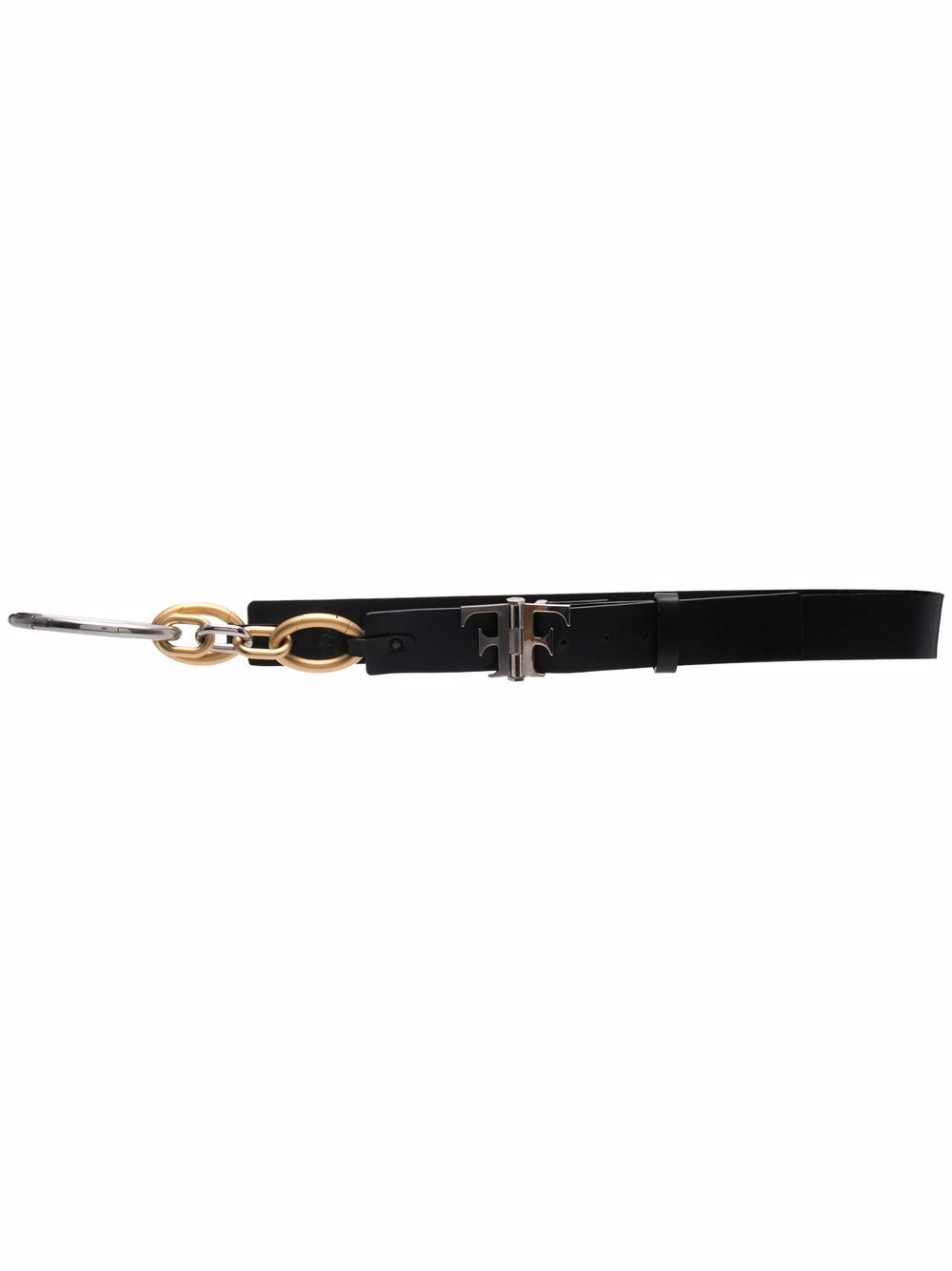 2000s FF hinge fastening leather belt - Black