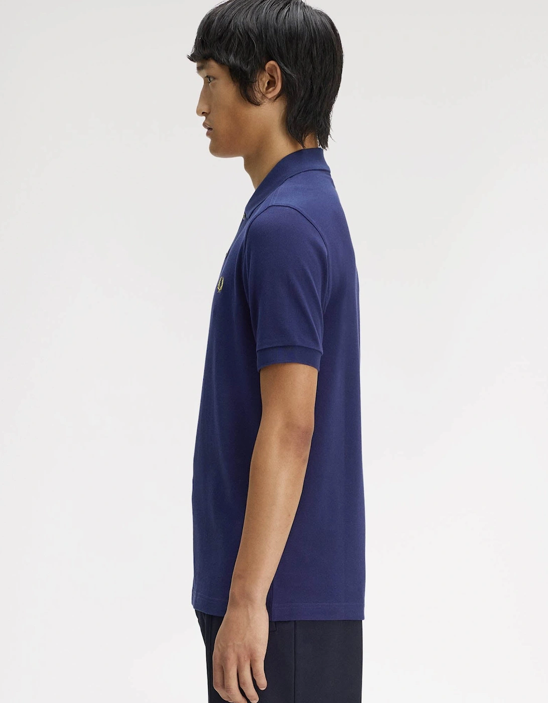 Men's Fred Perry Mens Plain Signature Polo Shirt - French Navy/Citron 12C