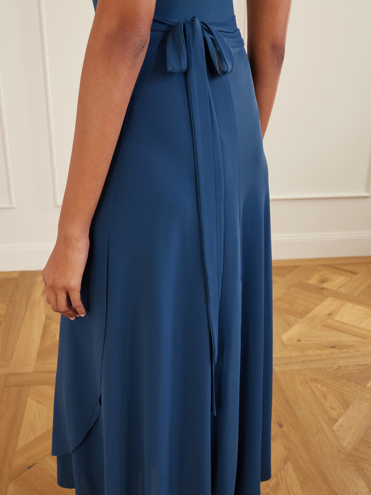 Julieta Stretch-jersey Wrap Midi Skirt - Navy