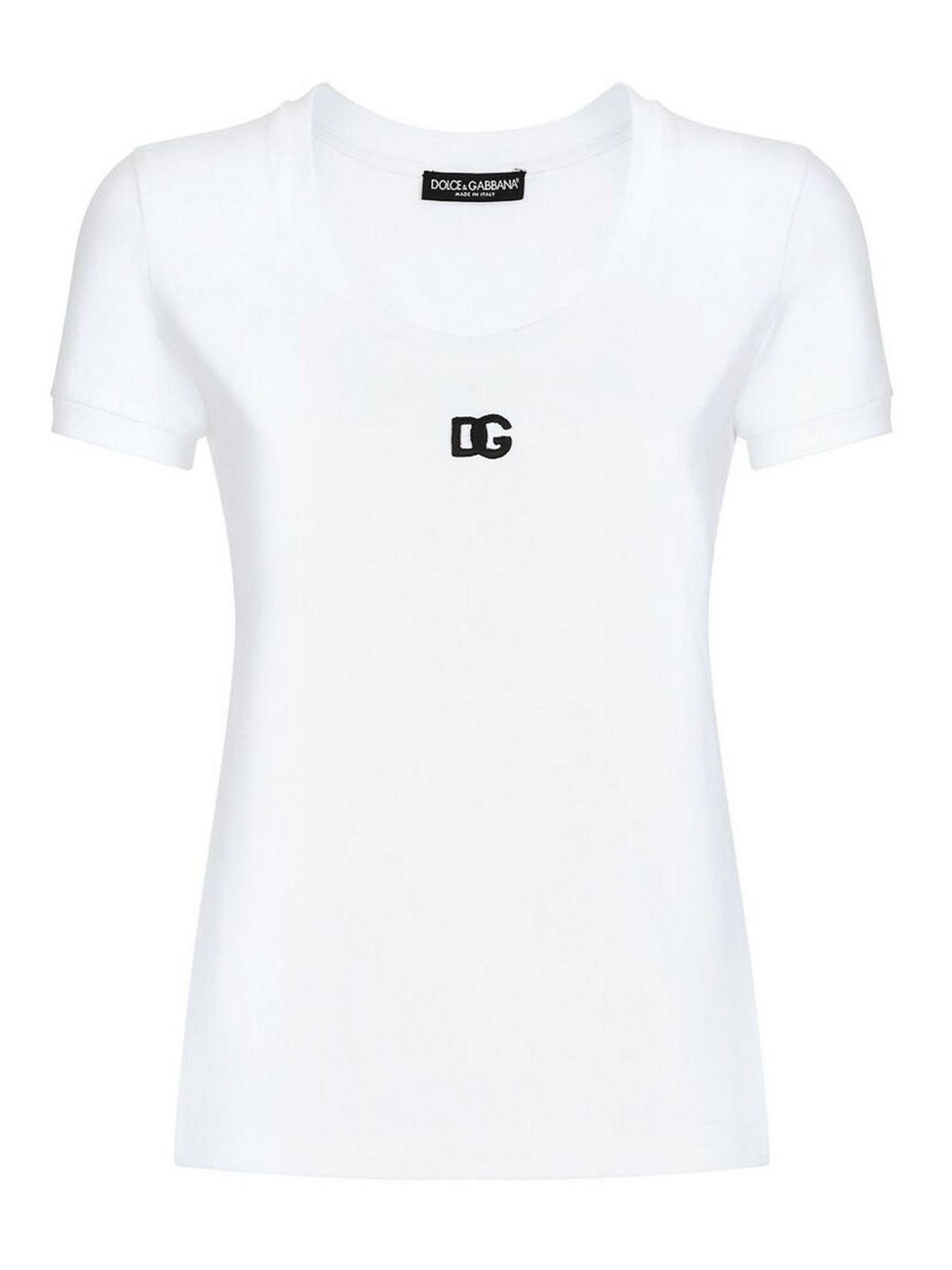 White Embroidered Logo Scoop Neck t-shirt