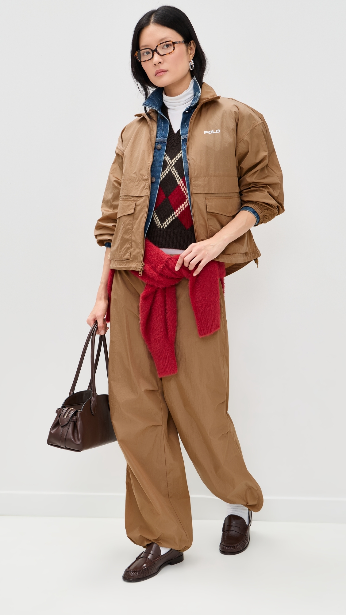 Eco Nylon Taffeta Woven Standard Pants Cafe Tan