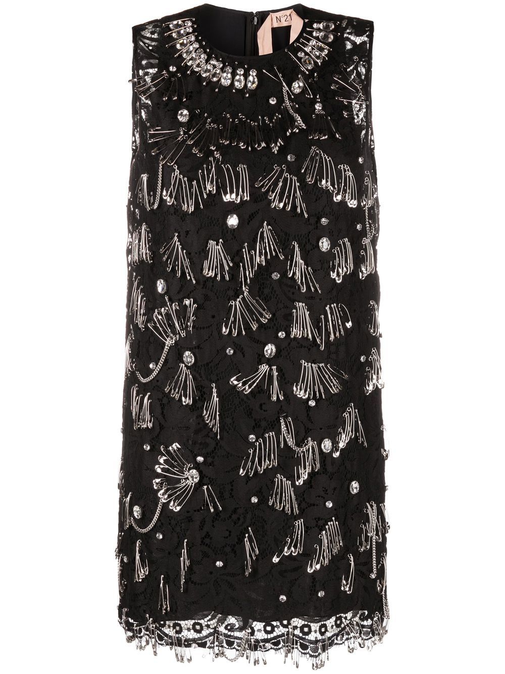 Safety-pin sleeveless dress - Black