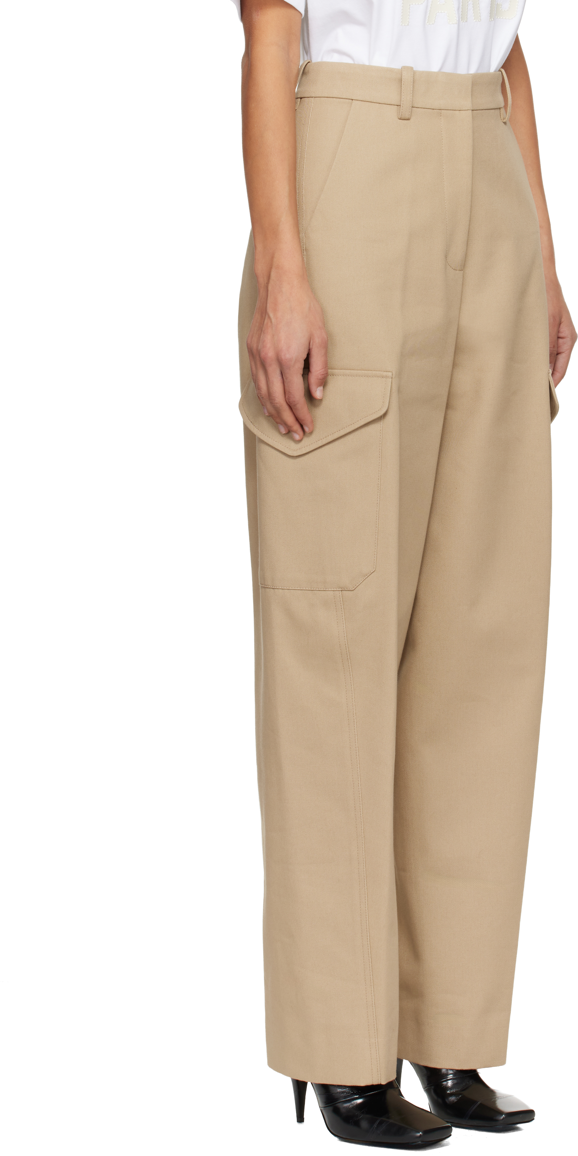 Beige Cocoon Utility Trousers