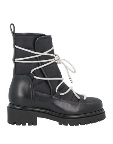 Woman Ankle boots Black Size 6 Calfskin, Textile fibers