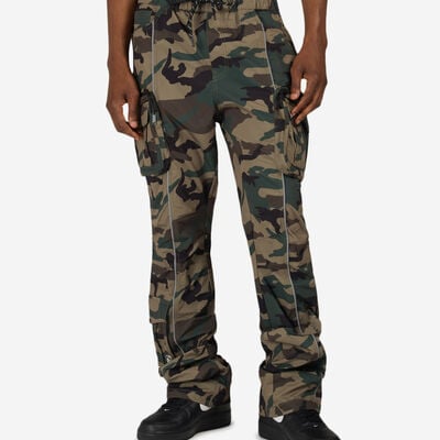 Men's Reflective Piping Utility Windbreaker Pant in Camo