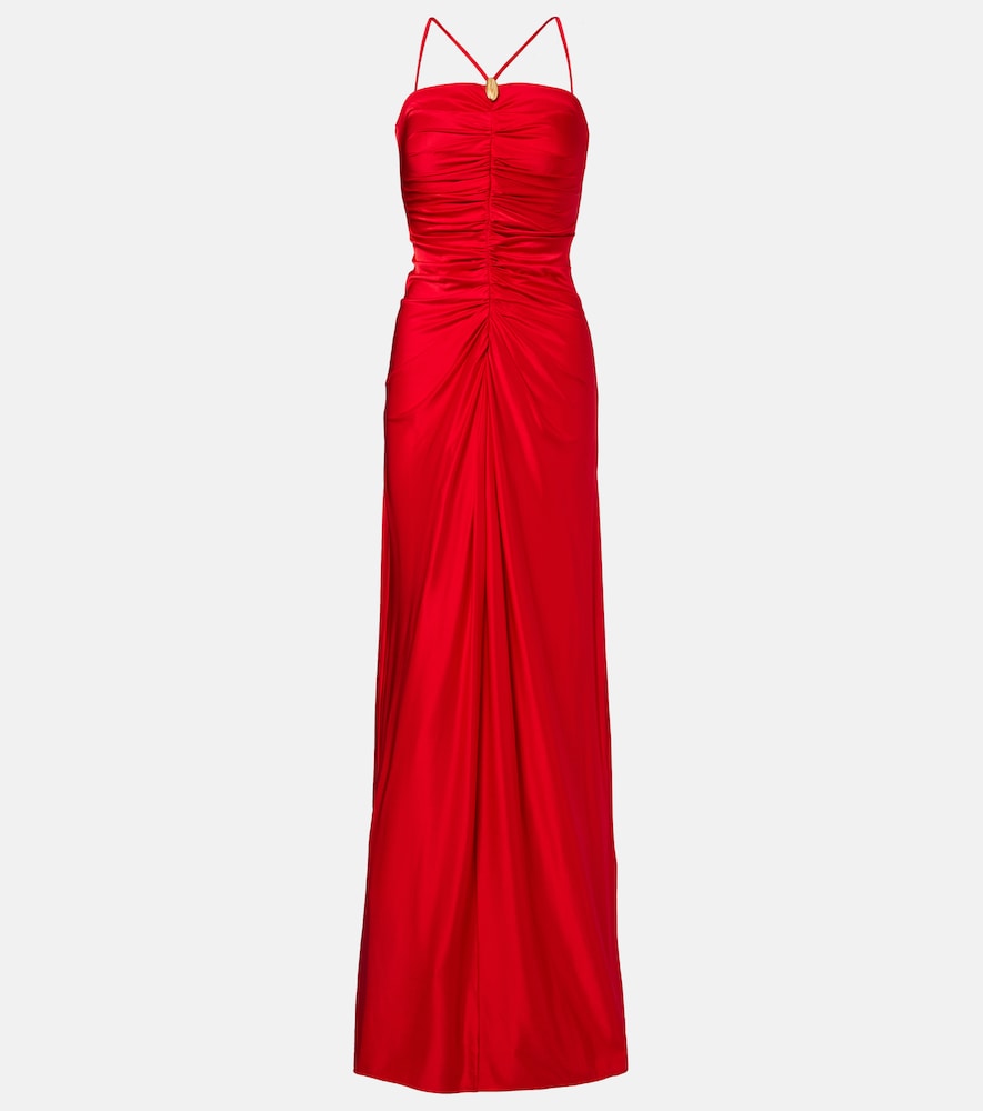 Oggetti ruched halterneck bustier gown