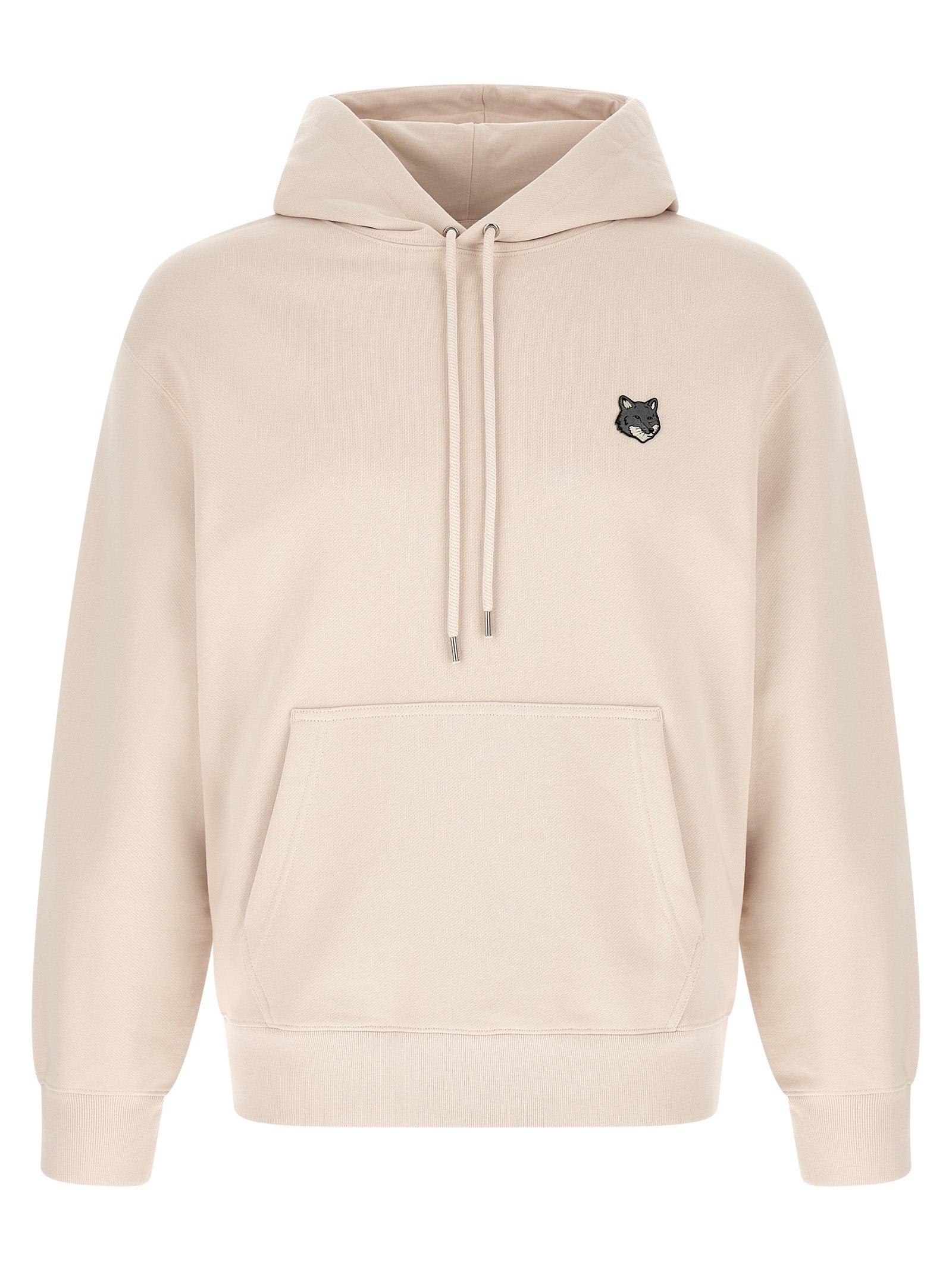 Embroidered Fox Logo Hoodie — Beige