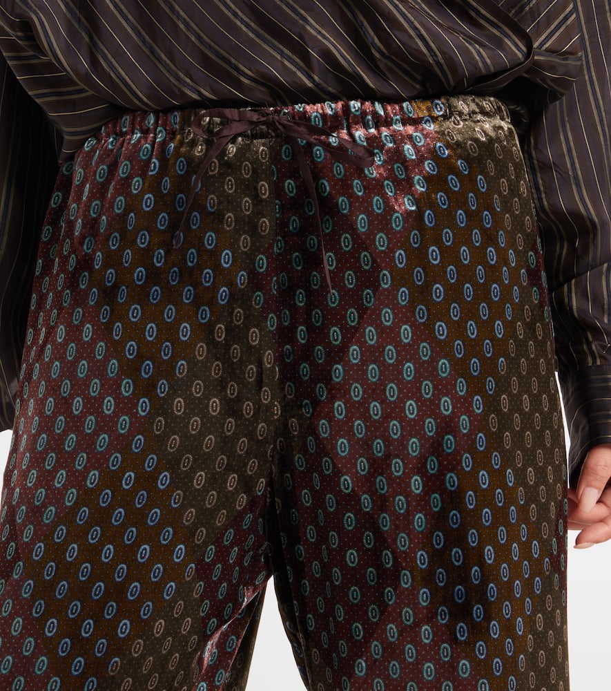 Printed wide-leg satin pants