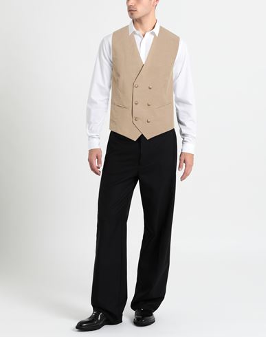 Man Tailored Vest Khaki Size 40 Tencel, Linen