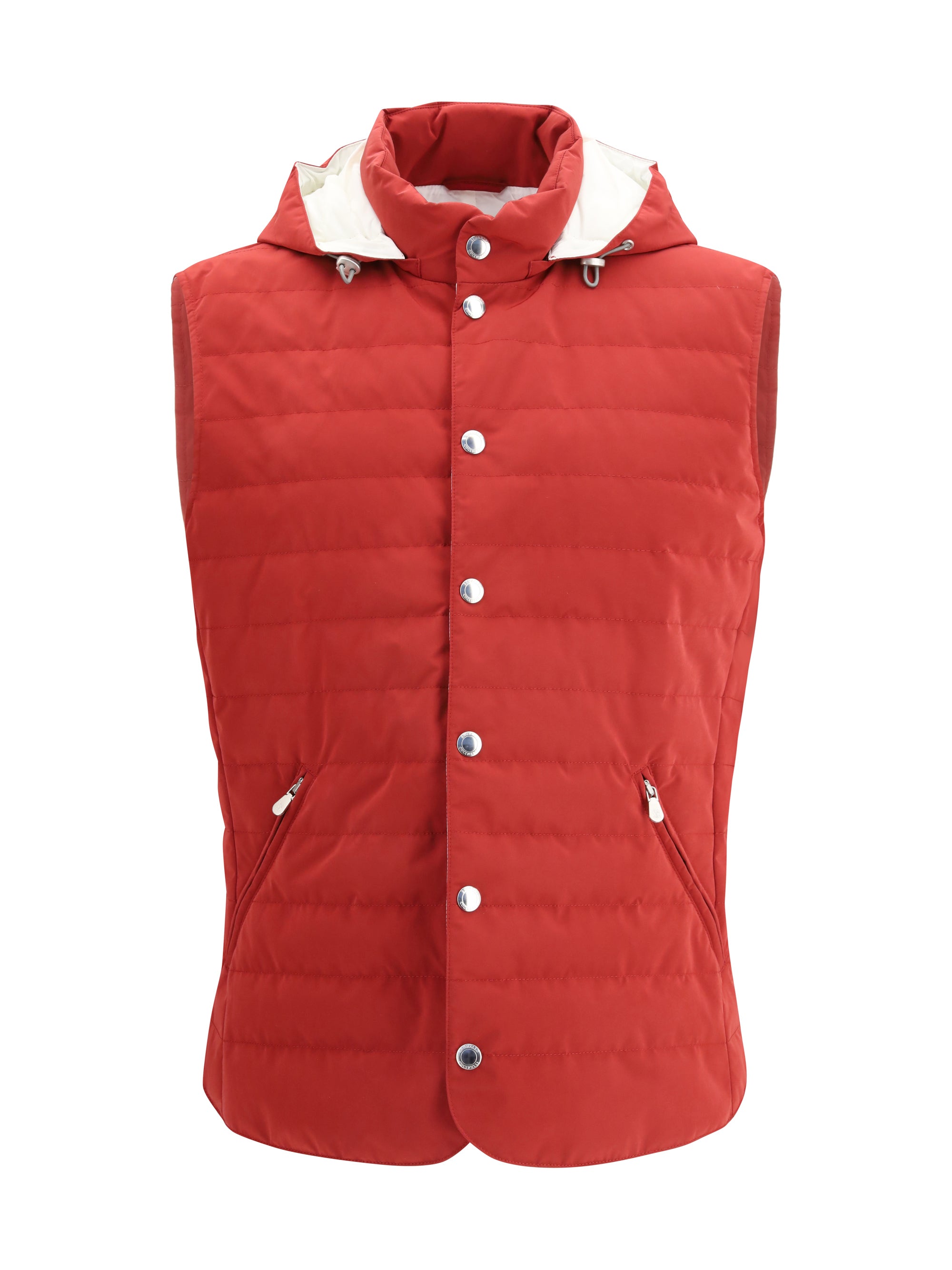 Quilted Down Vest — Red