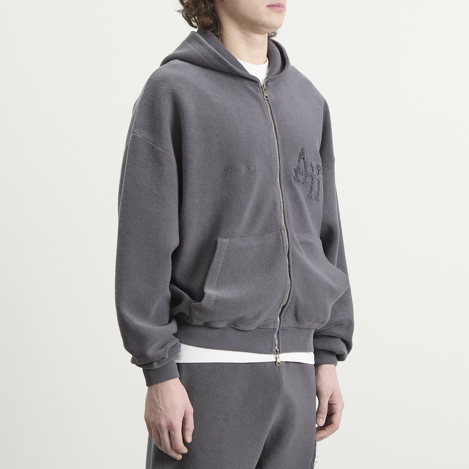 Men's Inside Out College Zip Hoodie Washed Black