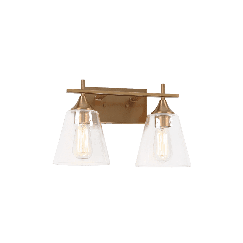 Aged Gold Brass Two Light Wall Sconce from the Hollis Collection