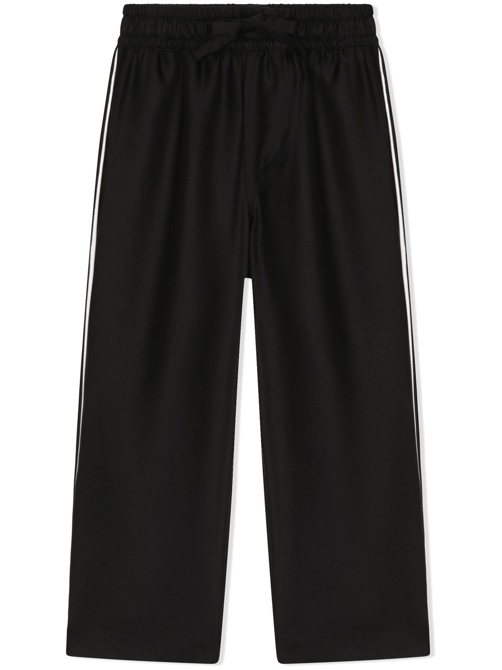Logo-embroidered silk pajama bottoms - Black