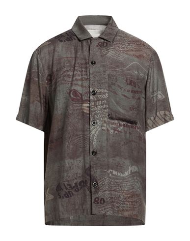 Man Shirt Dark green Size M Viscose