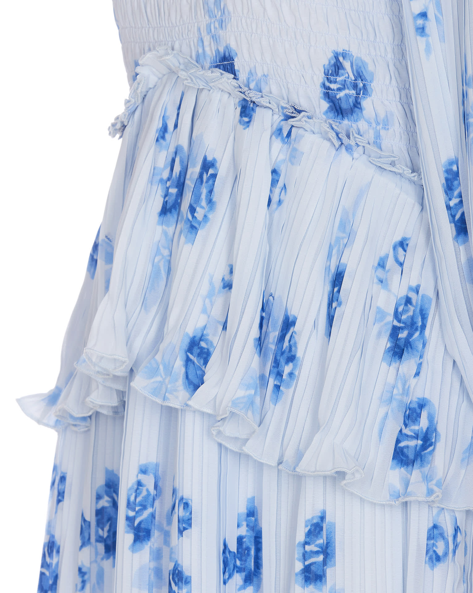 Pleated Georgette Flounce Smock Mini Dress