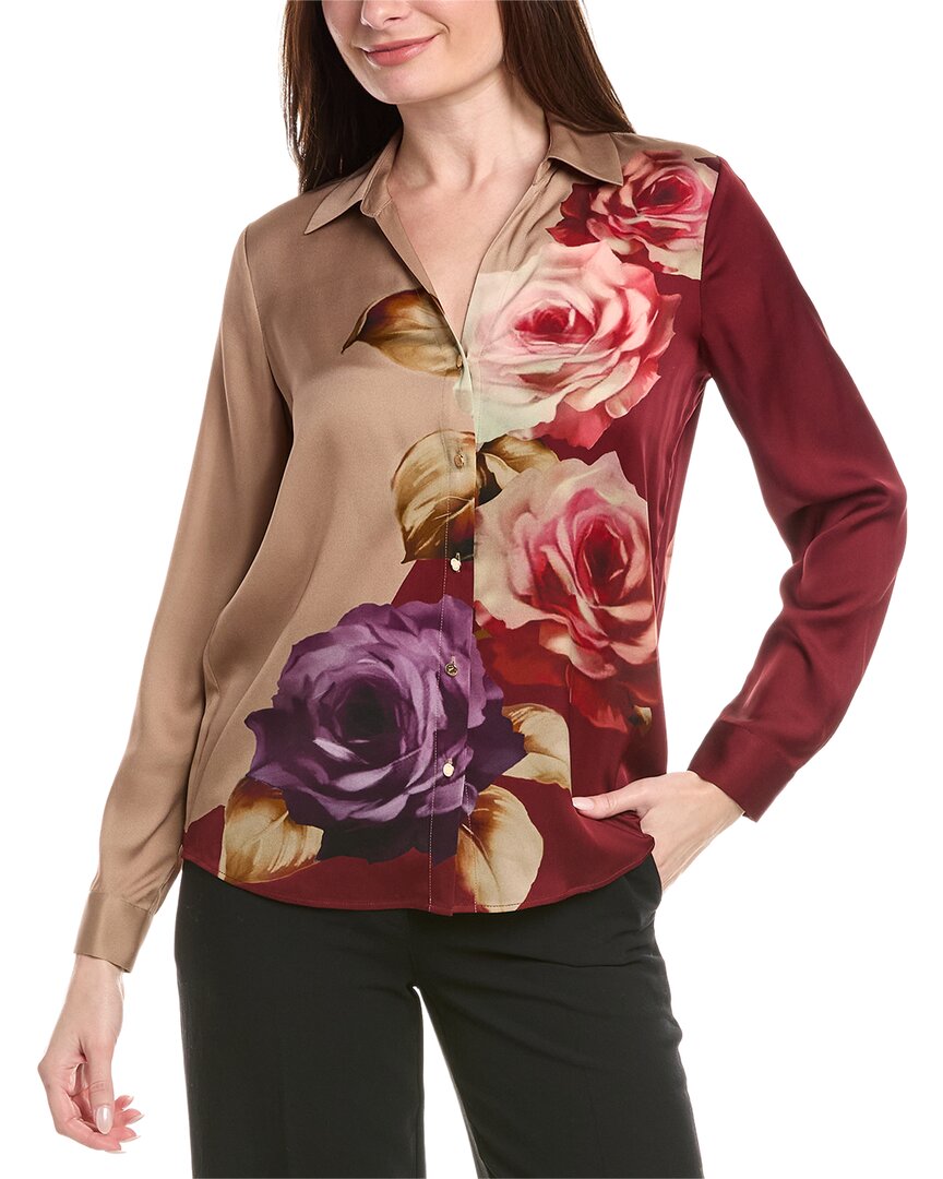 Deep V-Neck Silk-Blend Blouse