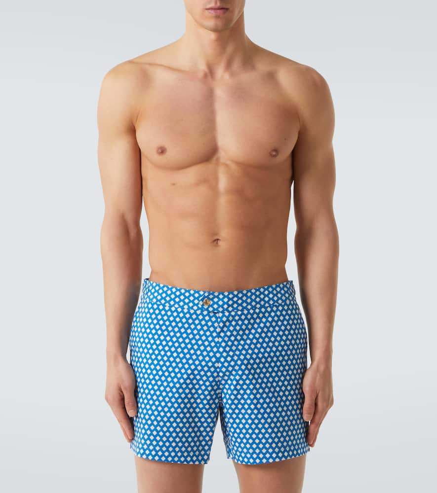 Checked swim trunks