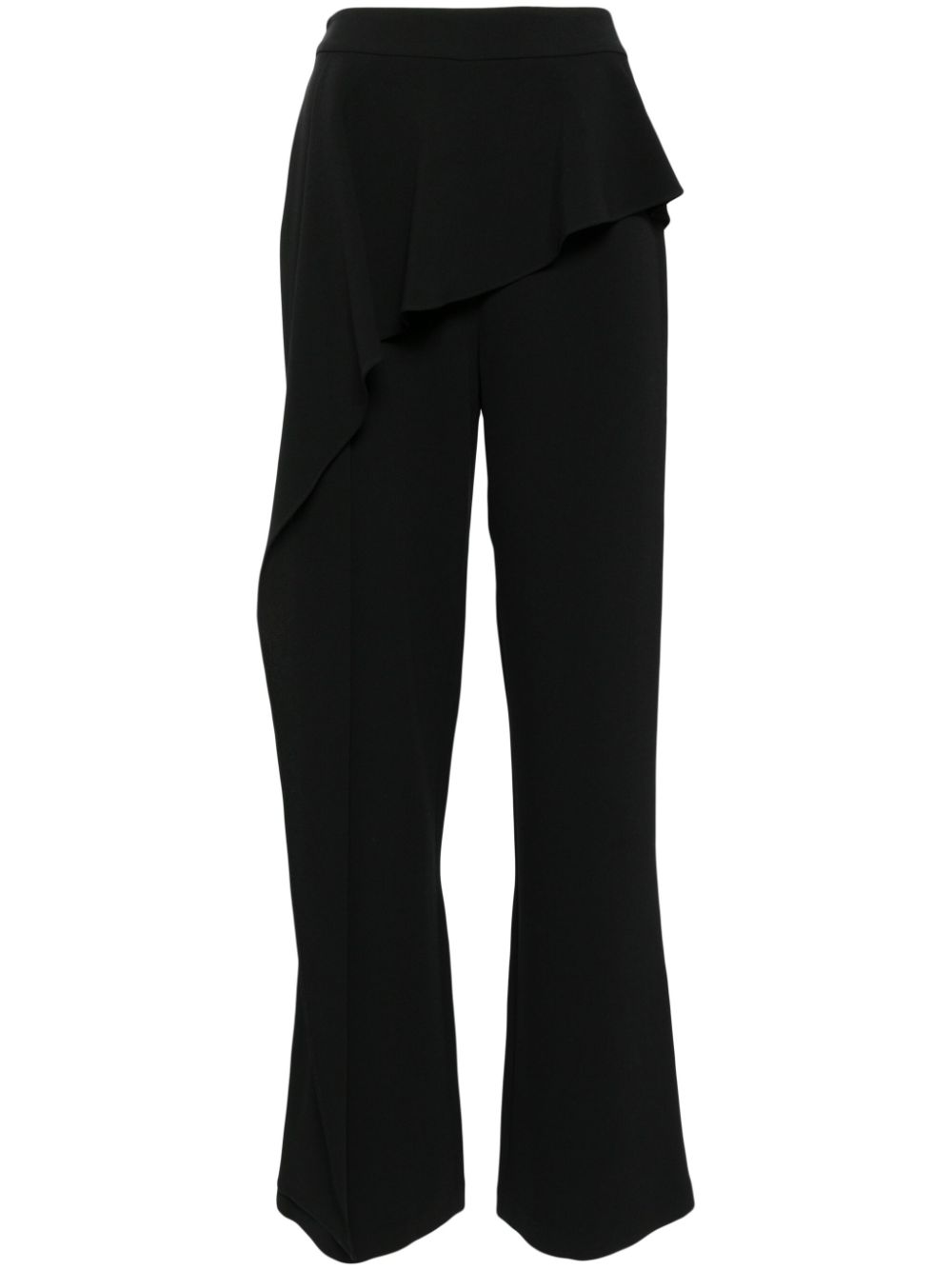 Ruffled-detail flared trousers - Black