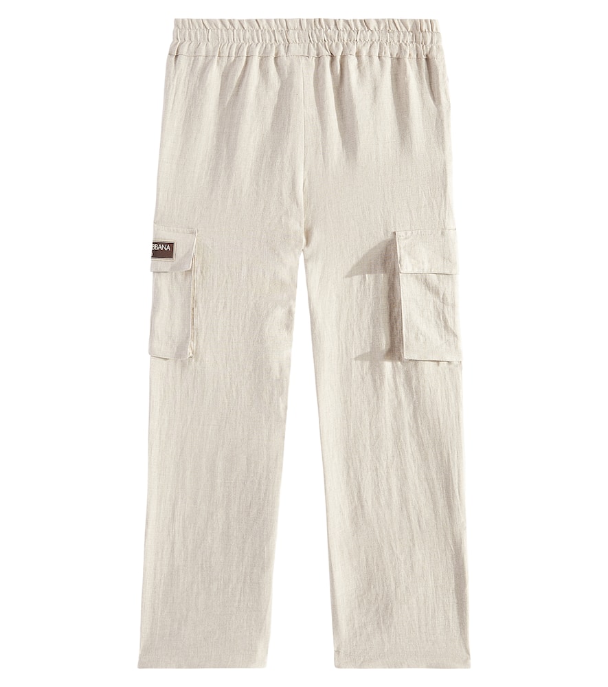 Logo linen cargo pants