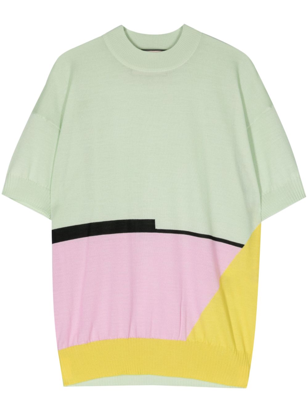 Intarsia-knit merino wool T-shirt - Green