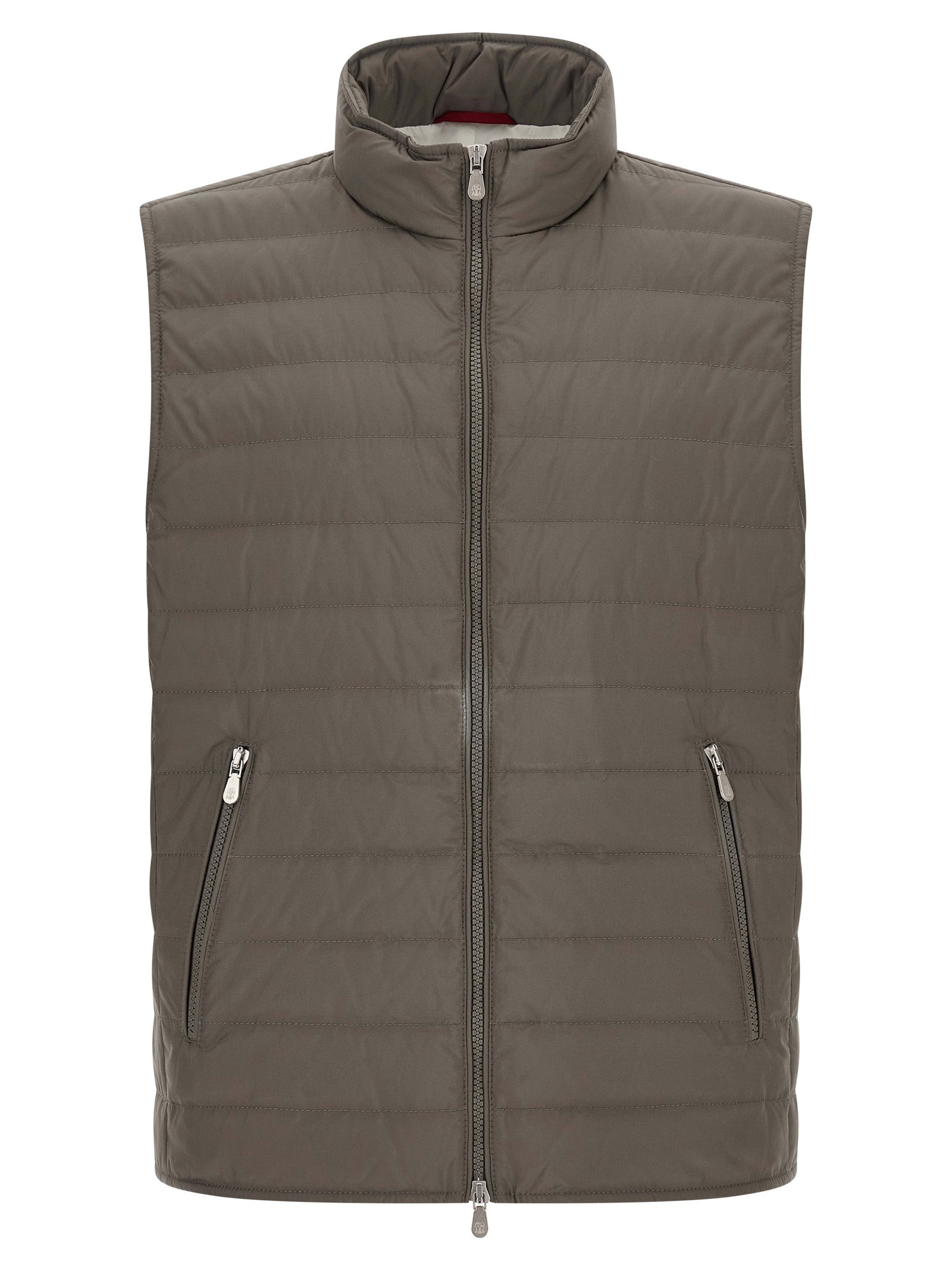 Quilted Down Vest — Gray