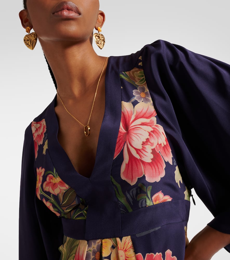 Floral silk crêpe de chine maxi dress