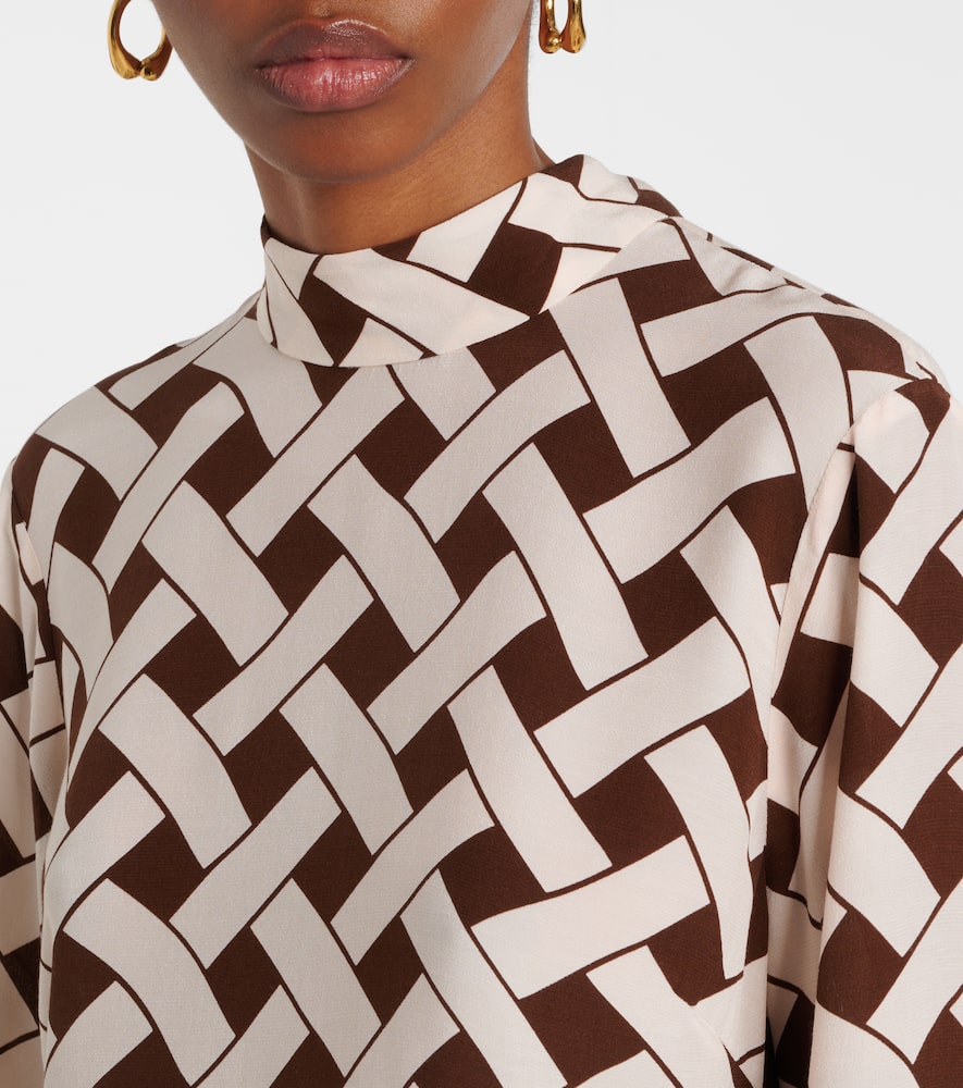 Libra printed tie-neck blouse