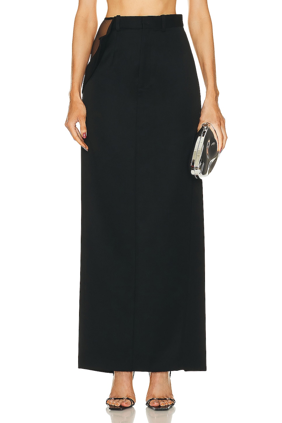 Grace Ling Peek Open Thigh Skirt in Black - Black.  XS also in L