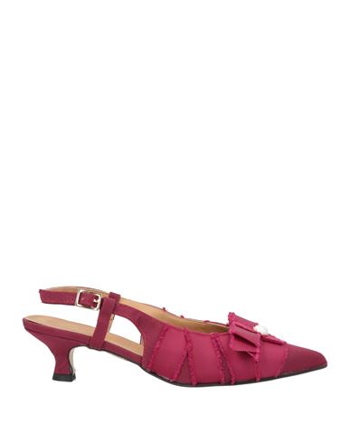 Woman Pumps Burgundy Size 8 Textile fibers, Rubber