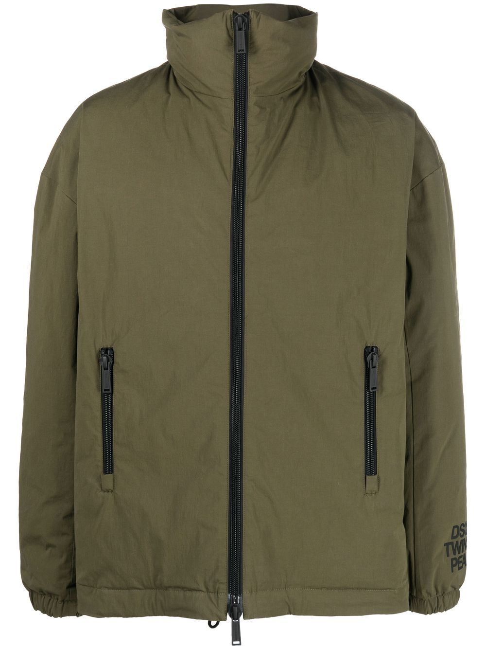High-neck zipped jacket - Black