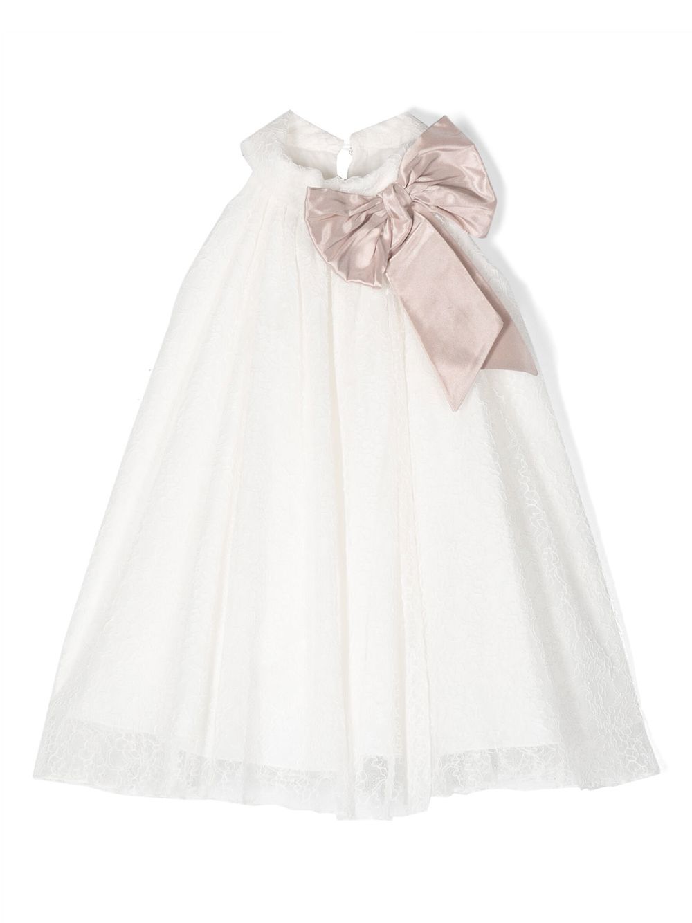 Bow-detail lace dress - White